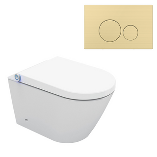 Streamline Arcisan Neion Wall Hung Intelligent Toilet with Remote, Arcisan Cistern & Frame - Includes Venn Brushed Brass Button - NE041305 + VE04478.BB