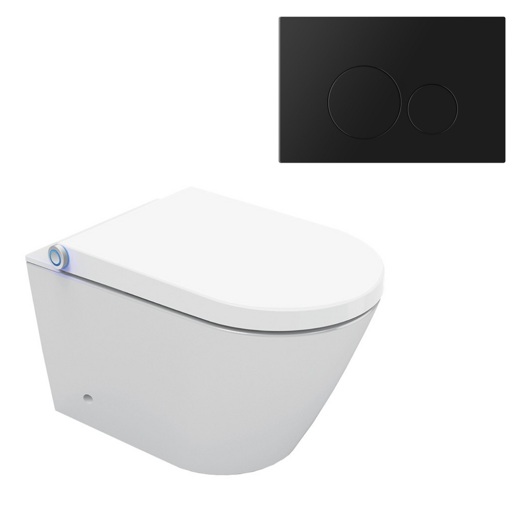 Streamline Arcisan Neion Wall Hung Intelligent Toilet with Remote, Arcisan Cistern & Frame - Includes Venn Matte Black Button - NE041305 + VE04478.MB