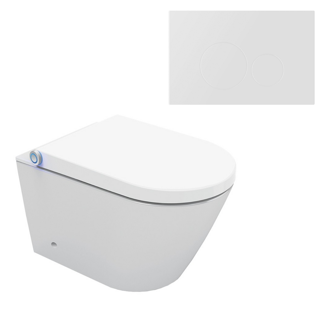 Streamline Arcisan Neion Wall Hung Intelligent Toilet with Remote, Arcisan Cistern & Frame - Includes Venn Matte White Button - NE041305 + VE04478.MW