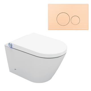 Streamline Arcisan Neion Wall Hung Intelligent Toilet with Remote, Arcisan Cistern & Frame - Includes Venn Brushed Rose Gold Button - NE041305 + VE04478.RG1