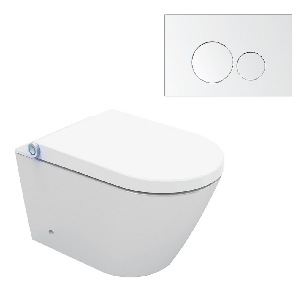 Streamline Arcisan Neion Wall Hung Intelligent Toilet with Remote, Arcisan Cistern & Frame - Includes Venn Chrome Button - NE041305 + VE04478