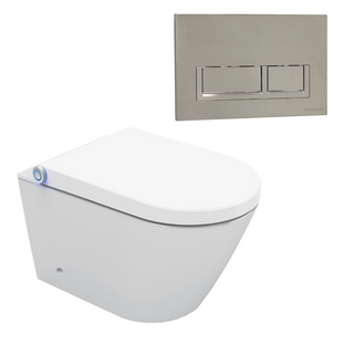 Streamline Arcisan Neion Wall Hung Intelligent Toilet with Remote, Arcisan Cistern & Frame - Includes Xoni Brushed Nickel Button - NE041305 + XN04470.SN