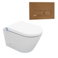 Streamline Arcisan Neion Wall Hung Intelligent Toilet with Remote, Arcisan Cistern & Frame - Includes Xoni Brushed Rose Gold Button - NE041305 + XN04470.RG1