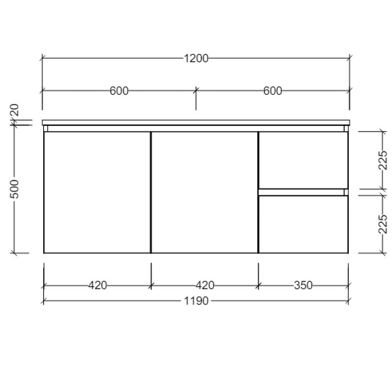 Timberline Nevada 1200mm Wall Hung Vanity - Tasmanian Oak