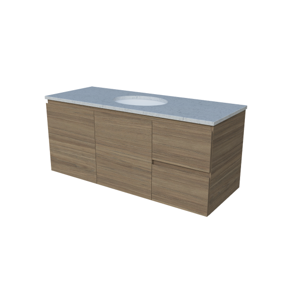 Timberline Nevada Wall Hung Vanity with SilkSurface Top & Basin 1200mm - NEVV1200CSSUW