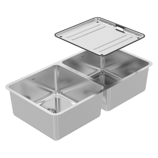 Abey Lago NL200 Double Bowl Sink & Drainer - Stainless Steel