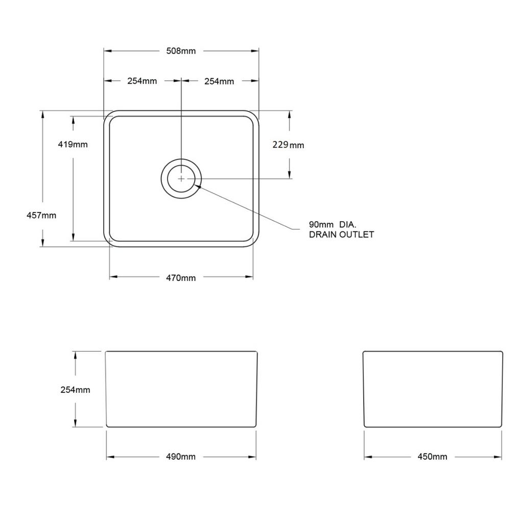 Turner Hastings Novi 50 x 46 Fireclay Butler Sink Includes Overflow - Matte White NO503FS-MW-OF