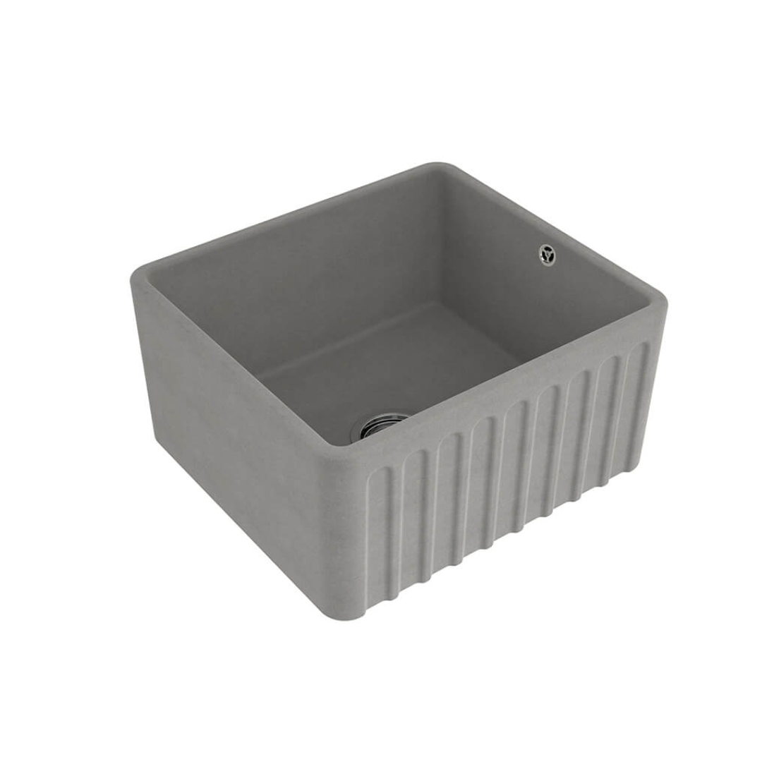 Turner Hastings Novi 50 x 46 Fireclay Butler Sink Includes Overflow - Concrete Look NO504FS-CL-OF