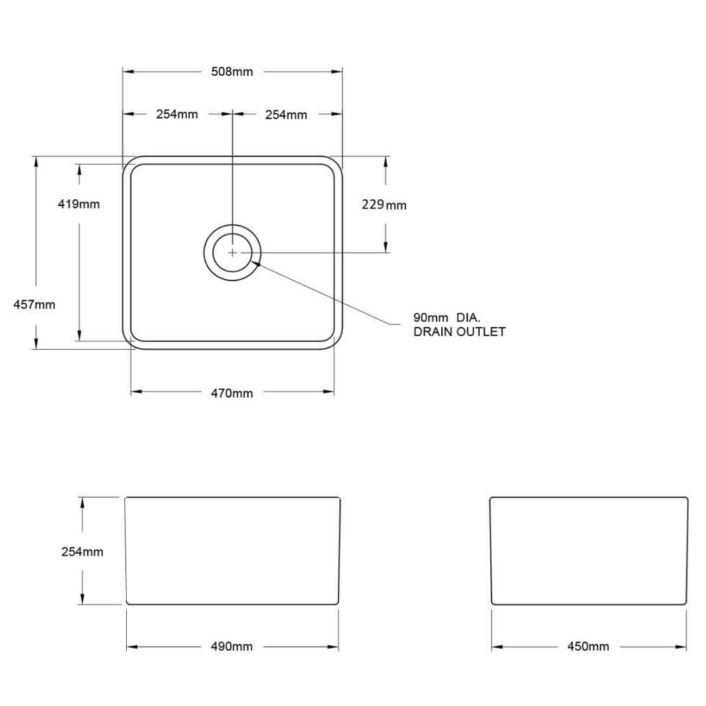 Turner Hastings Novi 50 x 46 Fireclay Butler Sink - Concrete Look NO504FS-CL