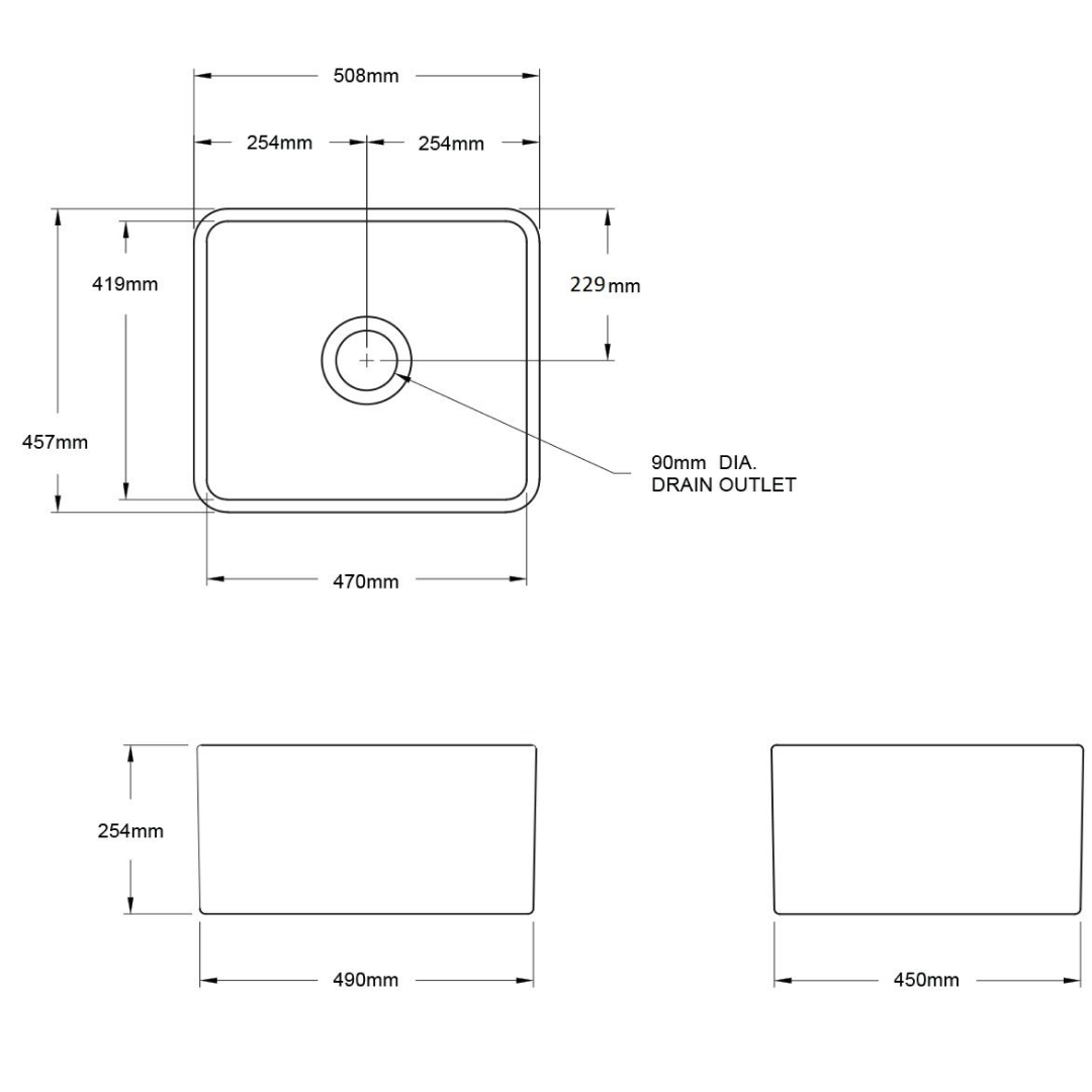 Turner Hastings Novi 50 x 46 Fireclay Butler Sink Includes Overflow - Matte Black NO50FS-MB-OF