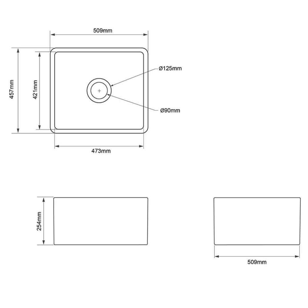 Turner Hastings Novi 51 x 46 Fireclay Butler Sink - Matte White NO513FS-MW