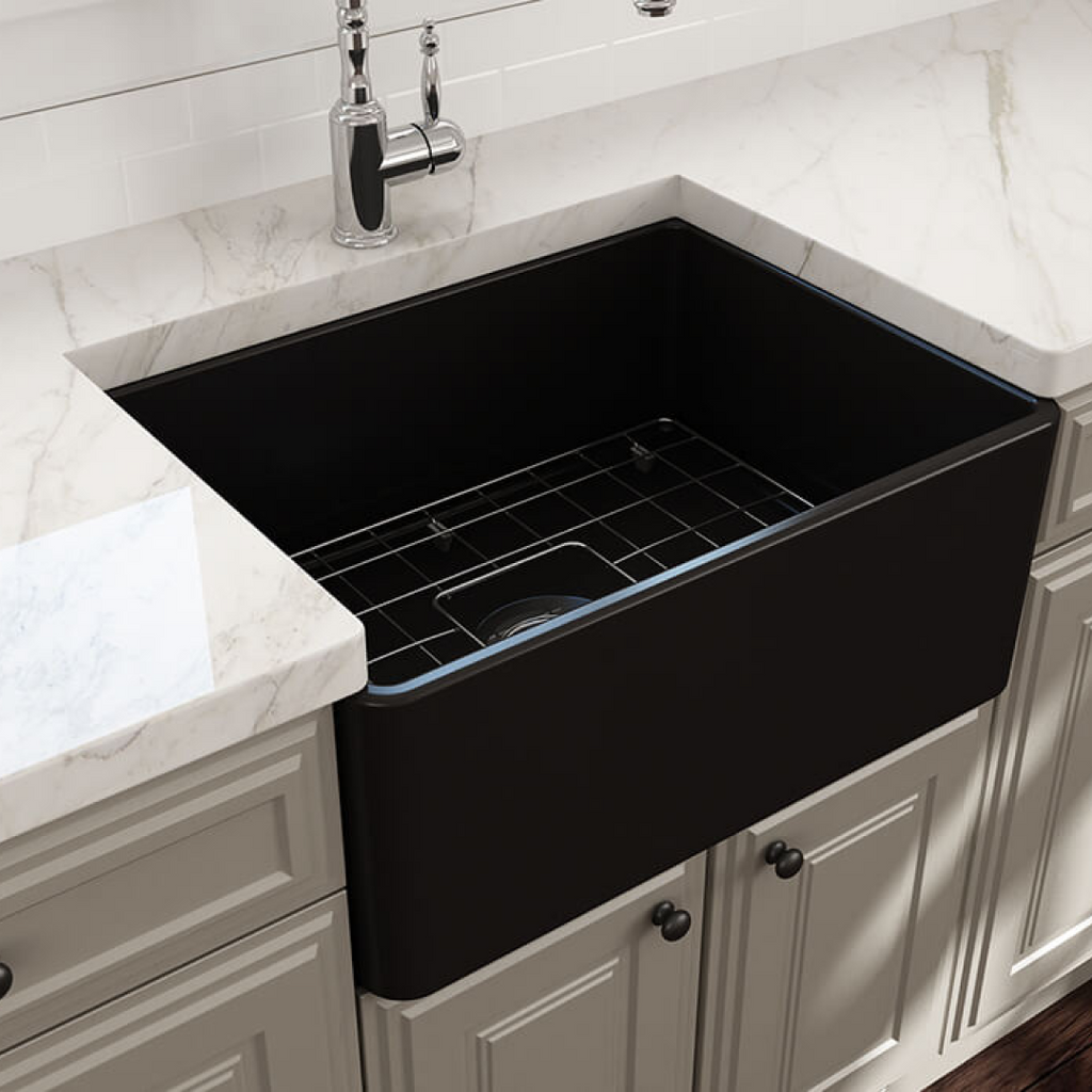Turner Hastings Novi 60 x 46 Fireclay Butler Sink Includes Overflow - Matte Black NO60FS-MB-OF