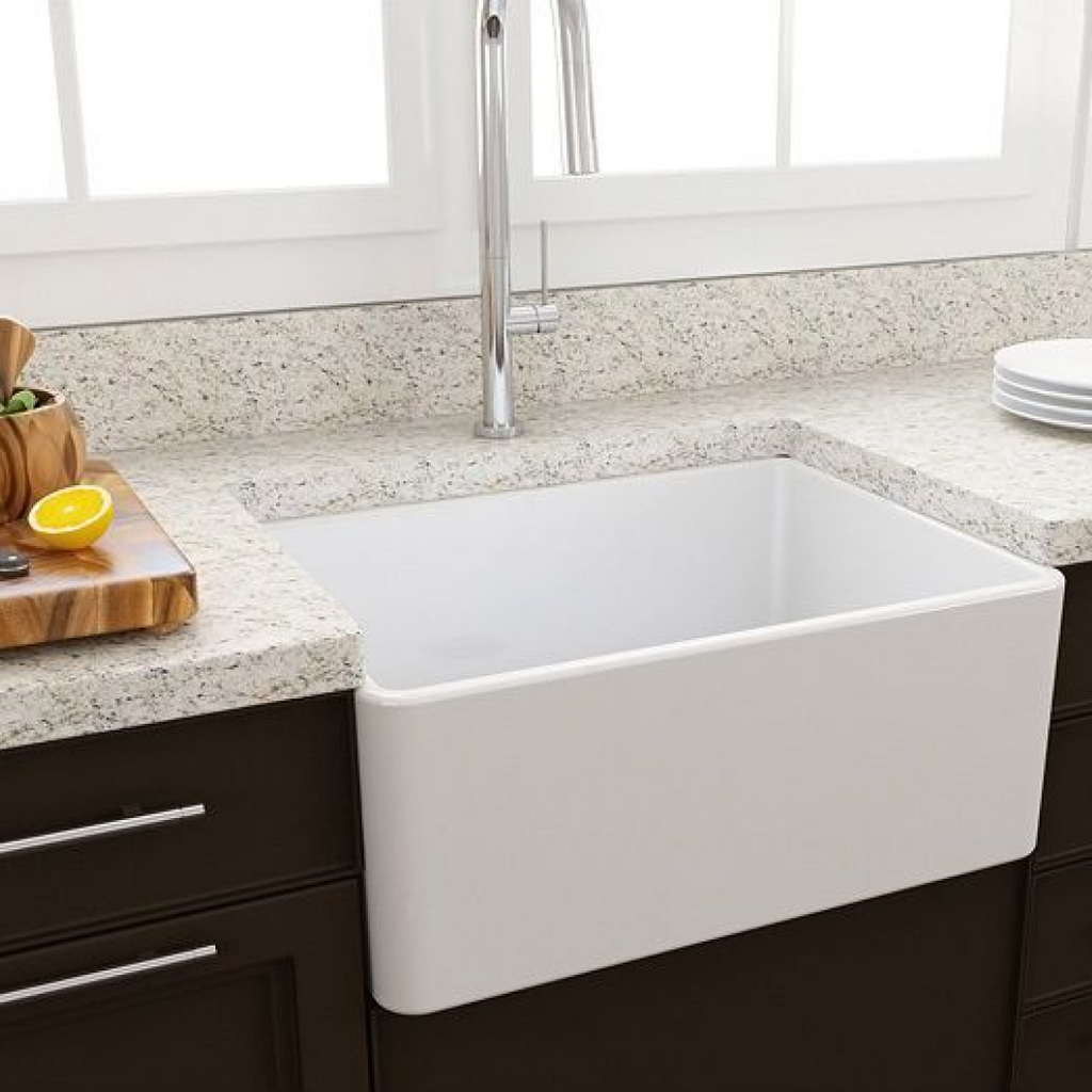 Turner Hastings Novi 60 x 46 Fireclay Butler Sink Includes Overflow - Gloss White NO60FS-OF