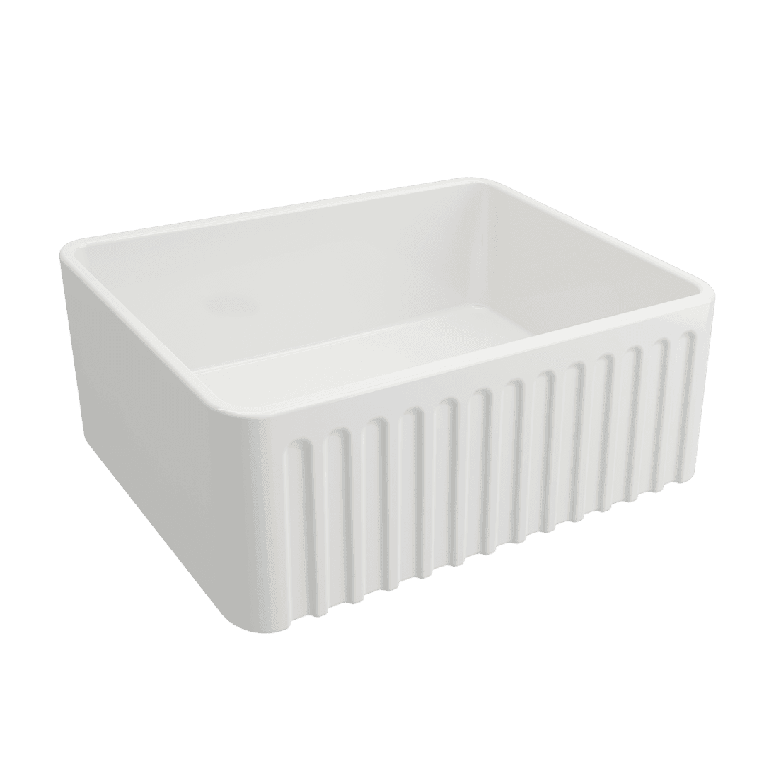 Turner Hastings Novi 60 x 46 Fireclay Butler Sink Includes Overflow - Gloss White NO60FS-OF