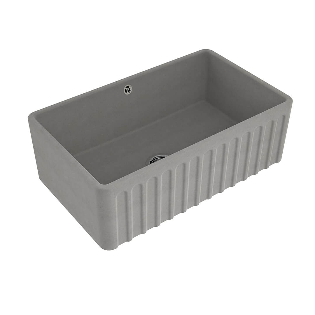 Turner Hastings Novi 75 x 46 Fireclay Butler Sink Includes Overflow - Concrete Look NO754FS-CL-OF