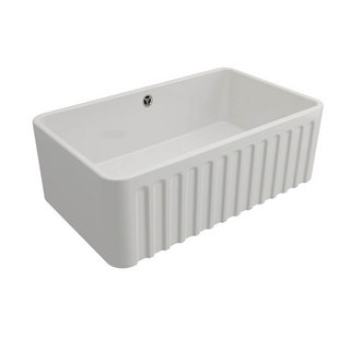 Turner Hastings Novi 75 x 46 Fireclay Butler Sink Includes Overflow - Gloss White NO75FS-OF
