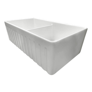 Turner Hastings Novi 84 x 46 Fireclay Double Bowl Butler Sink Includes Overflow - Matte White NO843FS-MW-OF
