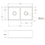 Turner Hastings Novi 84 x 46 Fireclay Double Bowl Butler Sink Includes Overflow - Matte Black NO84FS-MB-OF
