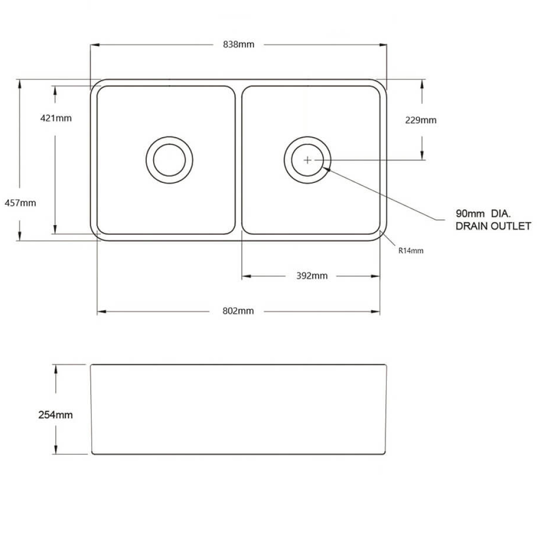 Turner Hastings Novi 84 Fine Fireclay Farmhouse Butler Sink - Gloss White - NO84FS