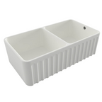 Turner Hastings Novi 85 x 46 Fireclay Double Bowl Butler Sink Includes Overflow - Matte White NO853FS-MW-OF