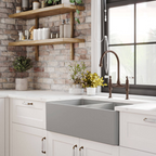 Turner Hastings Novi 85 x 46 Double Bowl Fireclay Butler Sink - Concrete Look NO854FS-CL