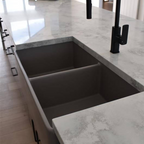 Turner Hastings Novi 85 x 46 Double Bowl Fireclay Butler Sink - Concrete Look NO854FS-CL