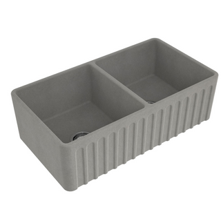 Turner Hastings Novi 85 x 46 Double Bowl Fireclay Butler Sink - Concrete Look NO854FS-CL
