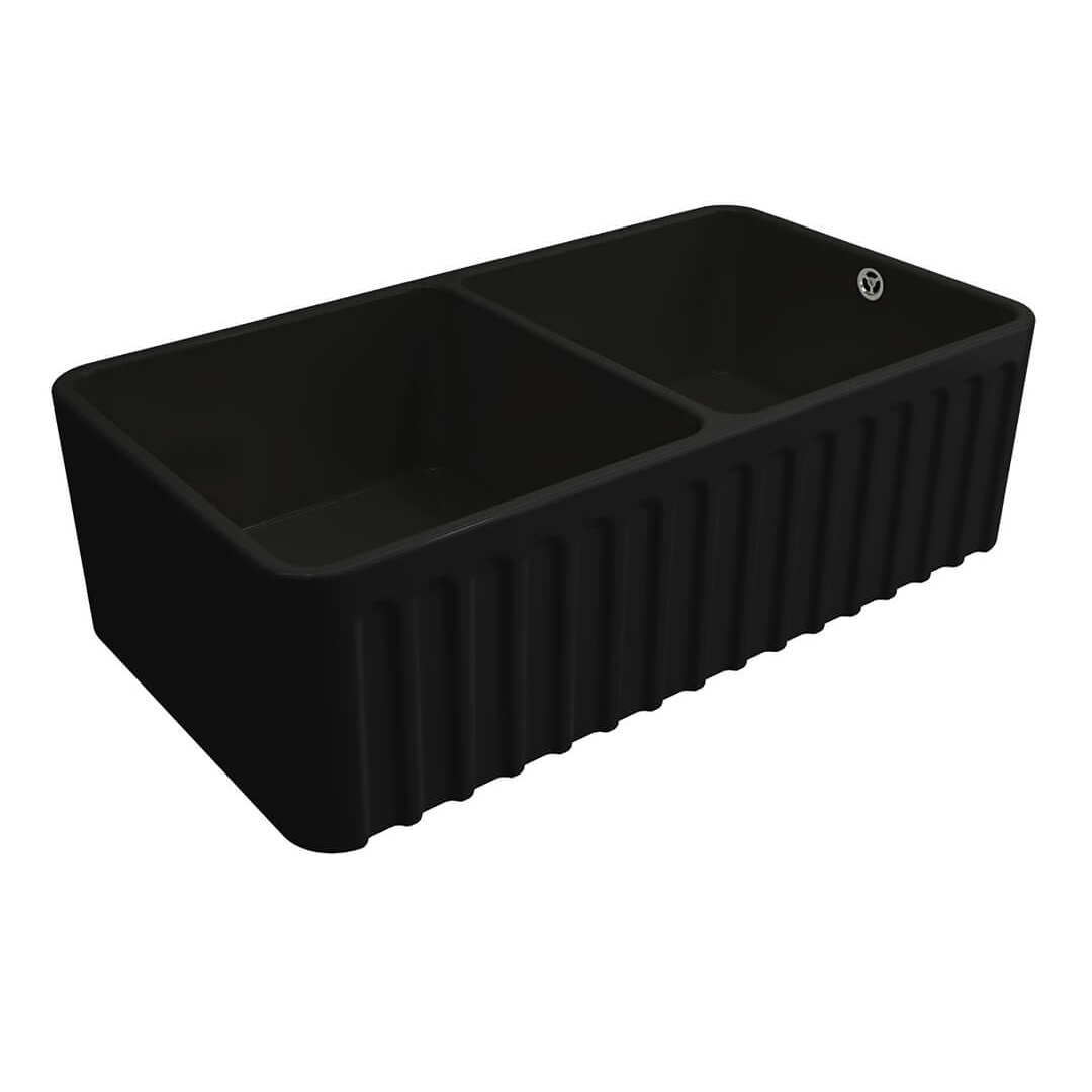 Turner Hastings Novi 85 x 46 Fireclay Butler Sink with Overflow - Matte Black NO85FS-MB-OF