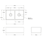 Turner Hastings Novi 85 x 46 Fireclay Butler Sink with Overflow - Gloss White NO85FS-OF