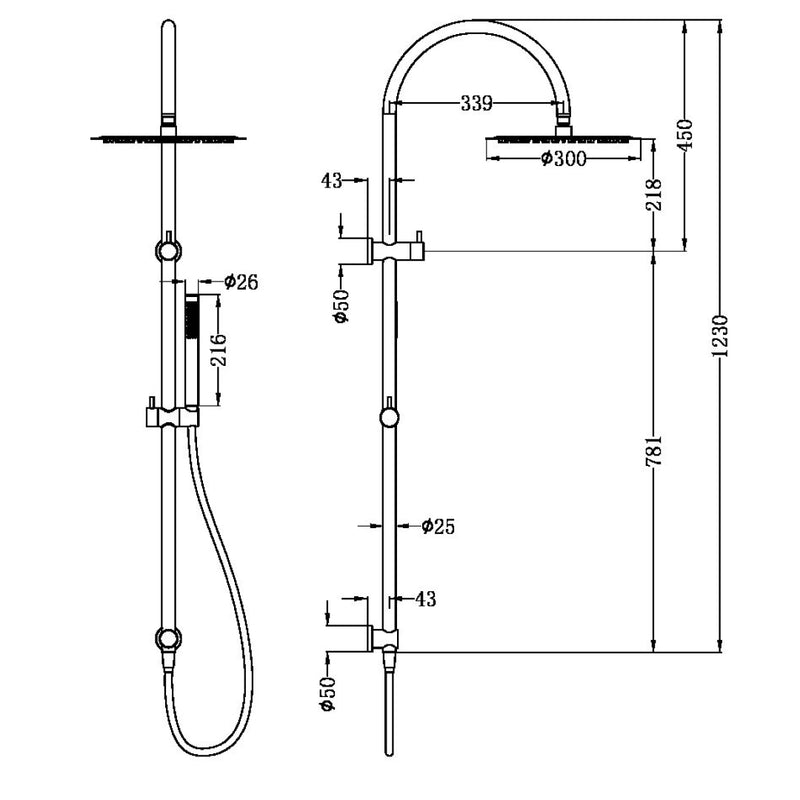 Nero Zen SS316L Twin Shower w/Outdoor Hose - Graphite