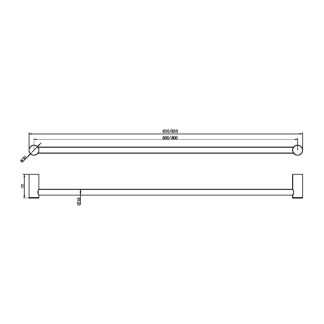Nero Zen 316 Single 600mm Towel Rail - Brushed Nickel - NR1624BN