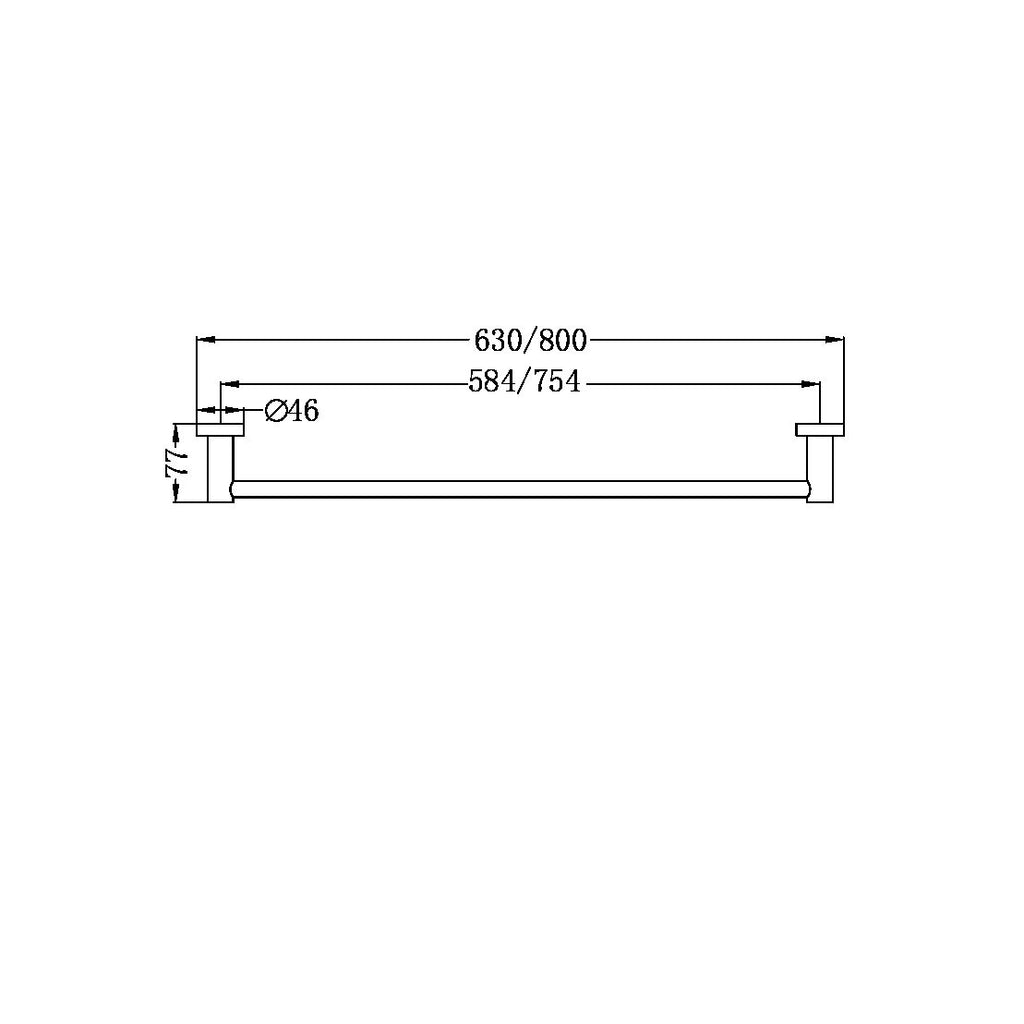 Nero Mecca Single Towel Rail 600mm - Brushed Gold - NR1924BG
