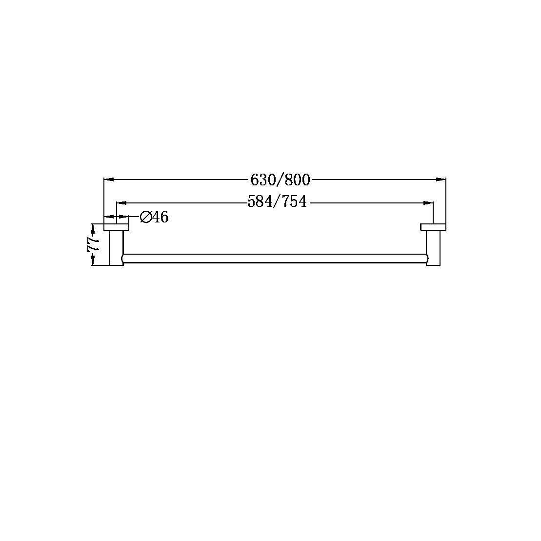 Nero Mecca Single Towel Rail 800mm - Matte White - NR1930MW