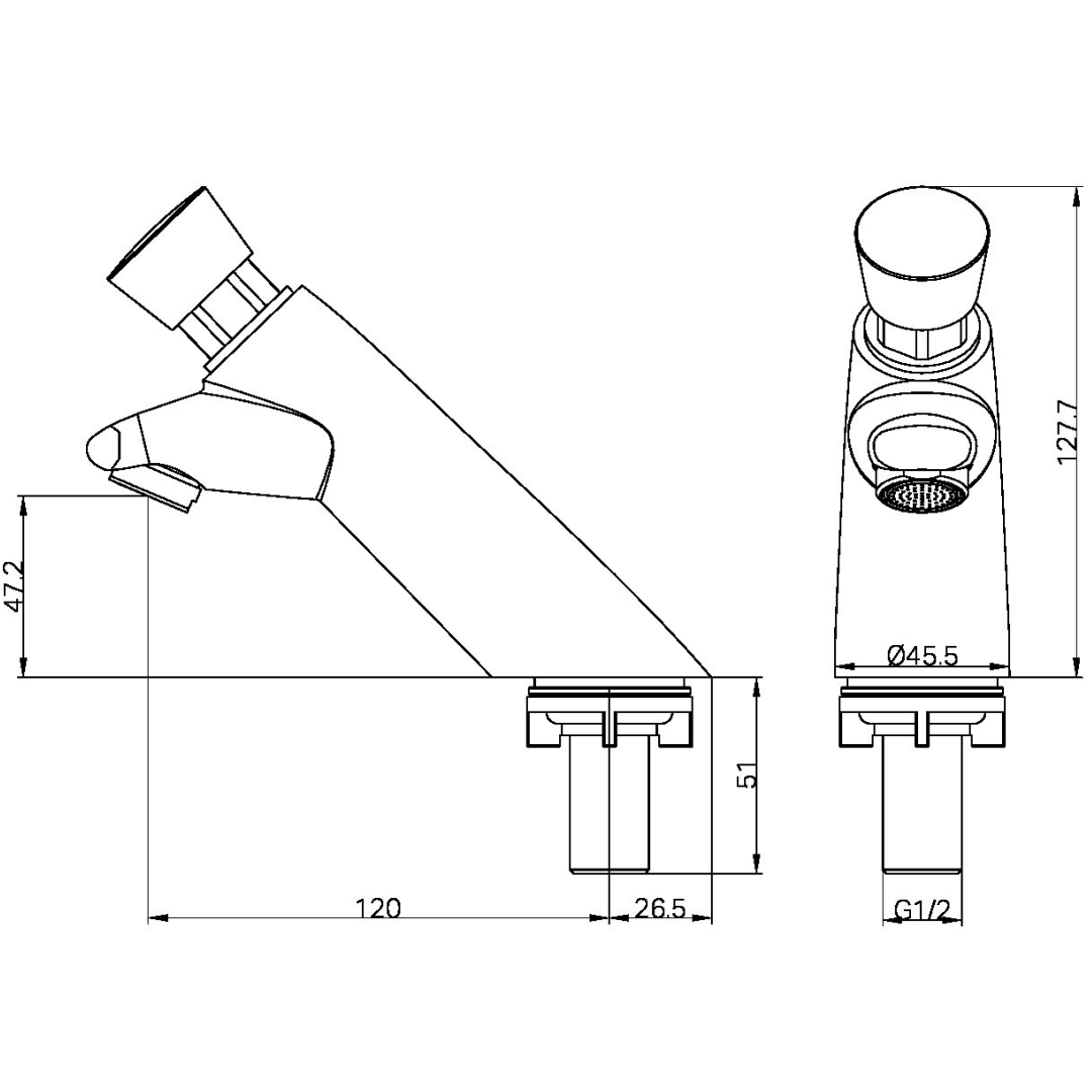 Nero Timeflow SS316 Push Button Pillar Tap - LF Chrome - NR202302CH