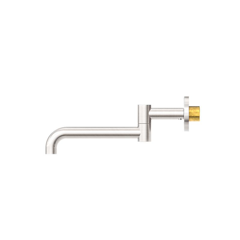 Nero Mecca Wall Mounted Swivel Basin/Bath Spout Only 225mm - Brushed Nickel