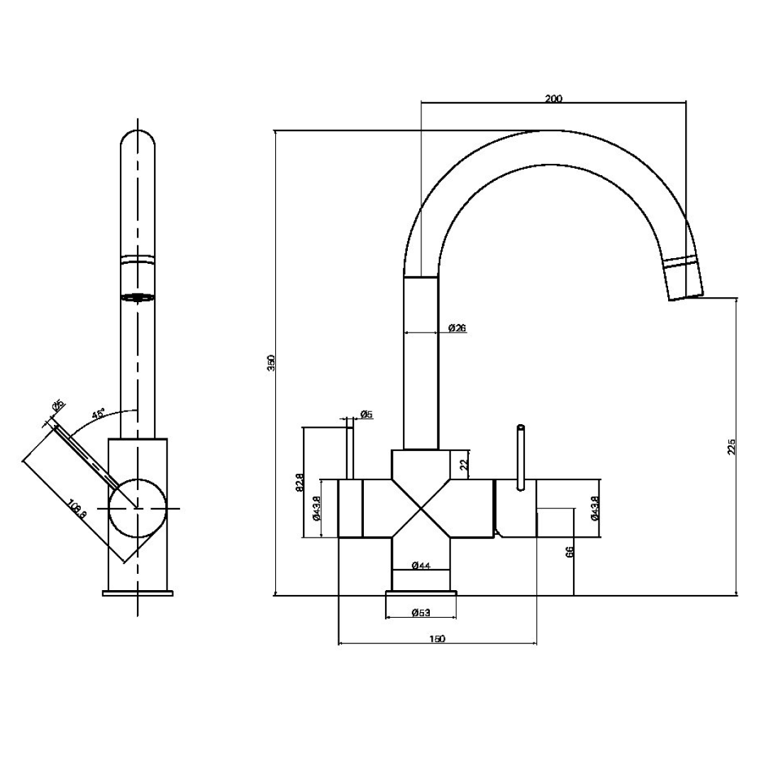 Nero Mecca 3-Way Filtered Mixer Tap - LF Brushed Gold - NR221907eBG