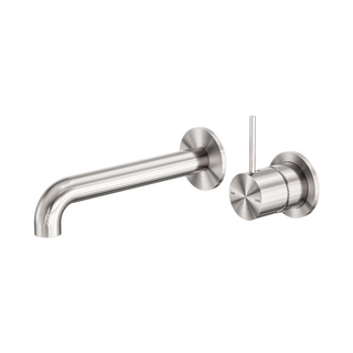 Nero Mecca Wall Basin / Bath 185mm Mixer Set Separate Plate Handle Up - LF Brushed Nickel - NR221910d185BN