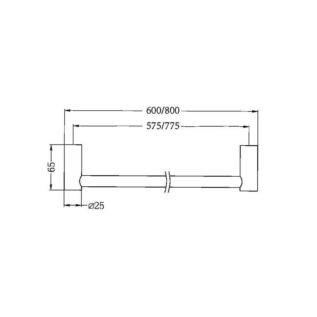 Nero New Mecca Single Towel Rail 600mm - Brushed Gold - NR2324BG