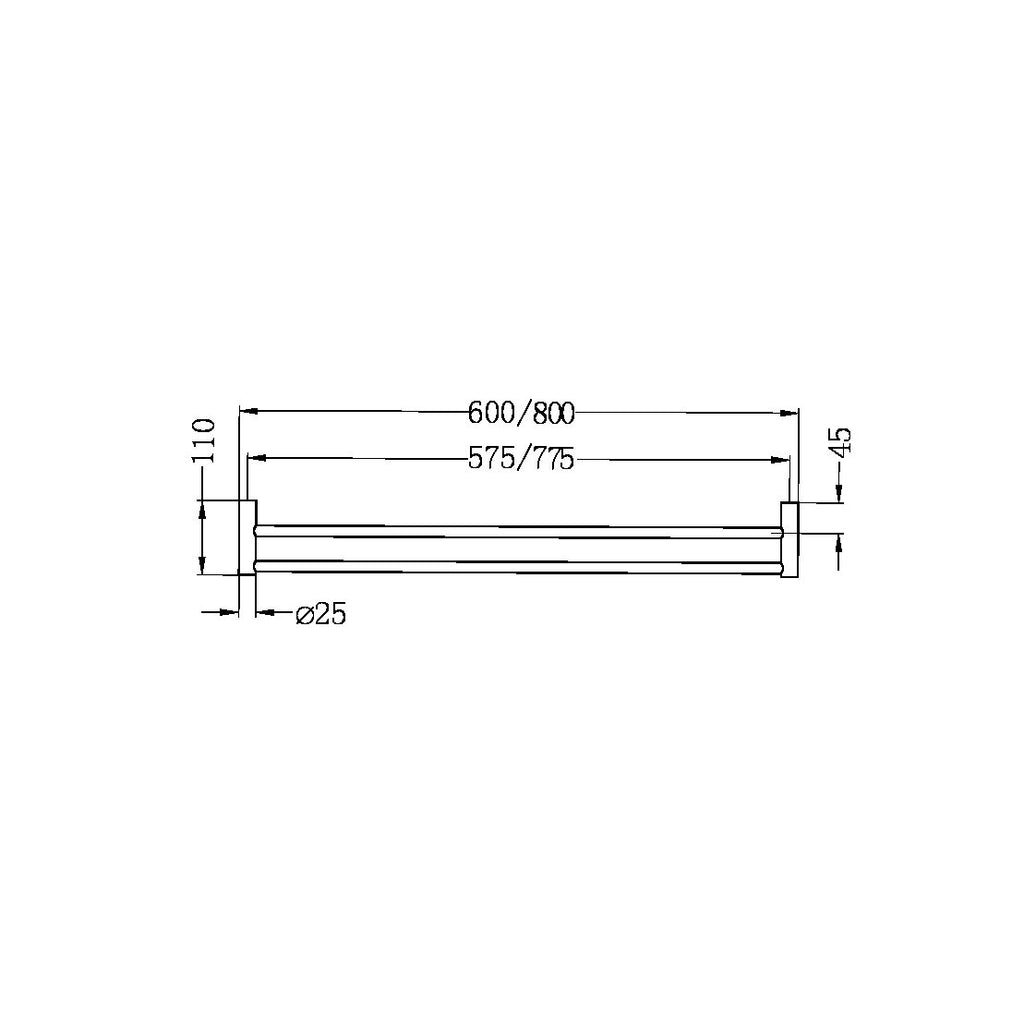 Nero New Mecca Double Towel Rail 800mm - Brushed Nickel - NR2330dBN