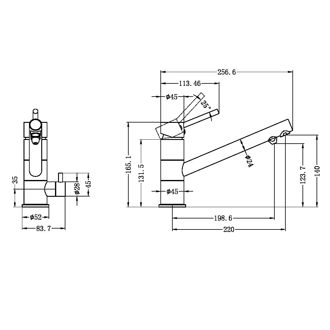Nero Dolce 3-Way Kitchen Mixer - LF Matte Black - NR250807GMB
