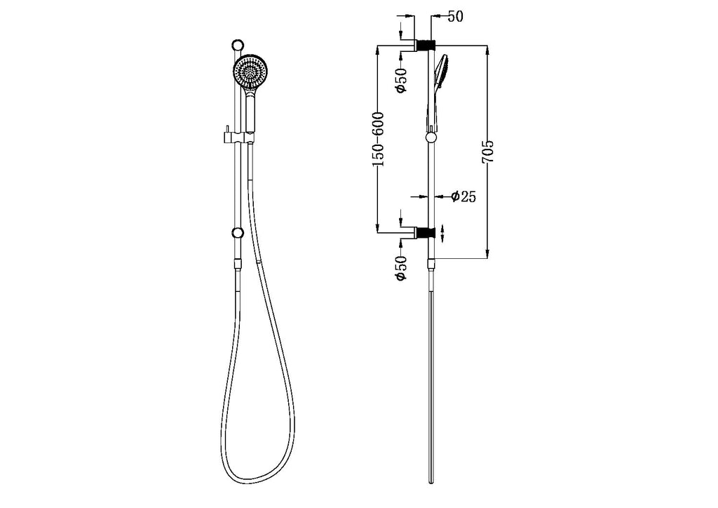 Nero Opal Shower Rail With Air Shower - Brushed Gold - NR251905aBG