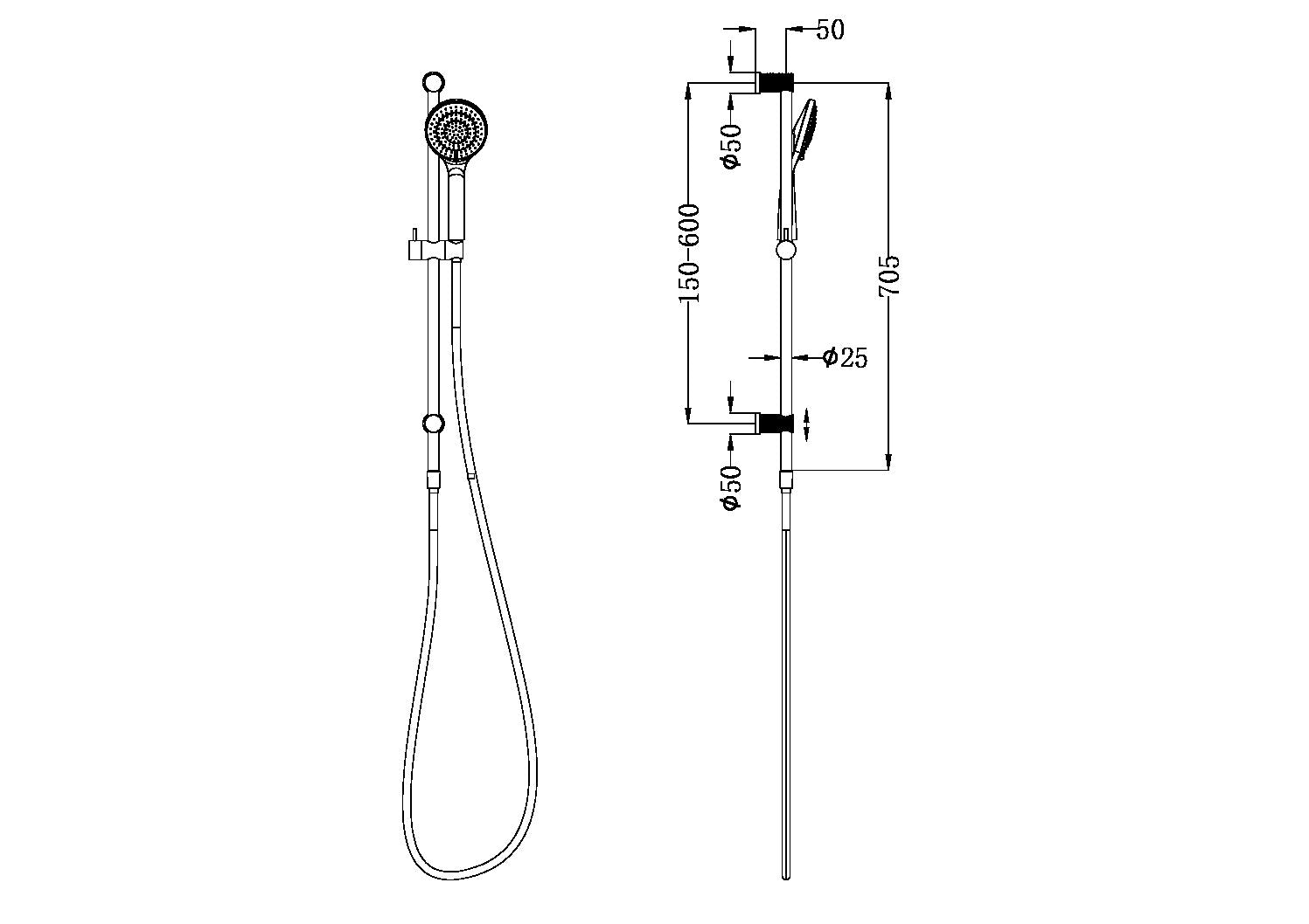 Nero Opal Shower Rail With Air Shower - Brushed Gold - NR251905aBG