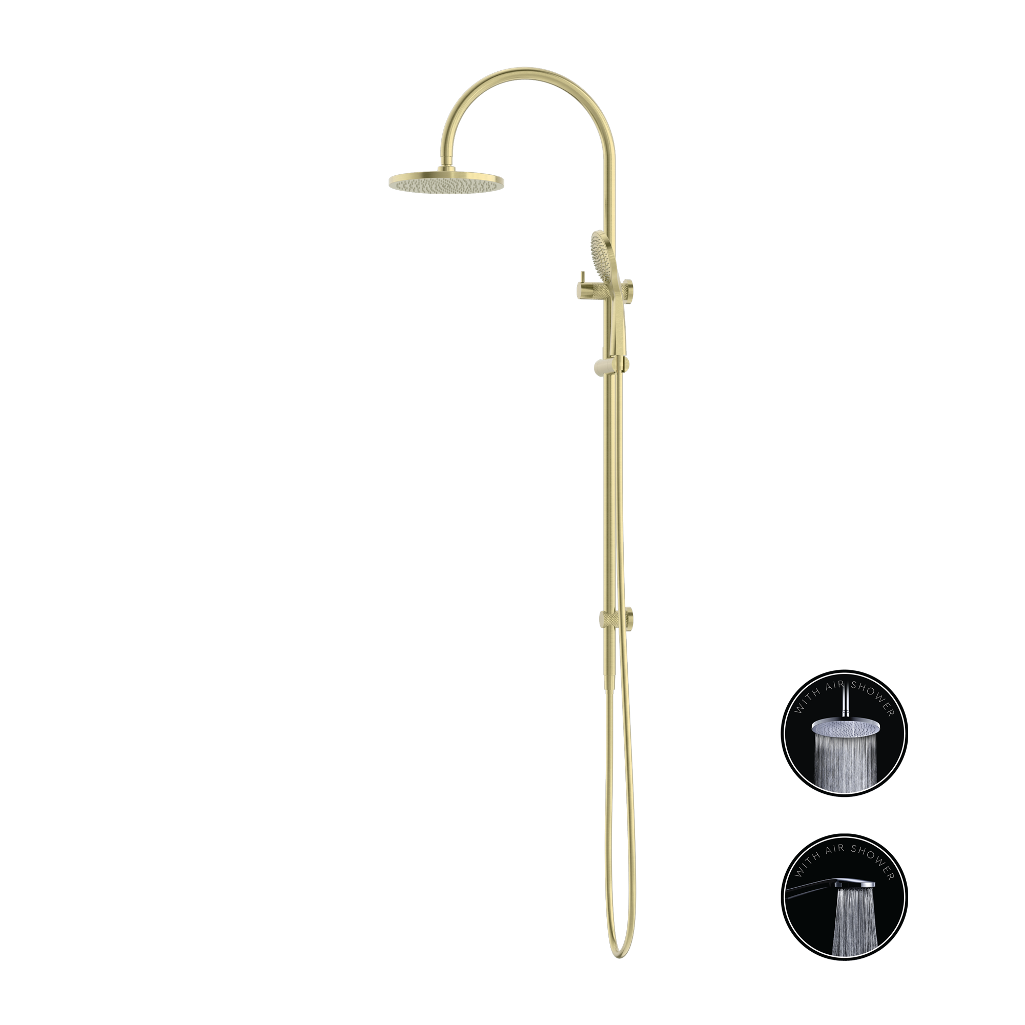 Nero Opal Twin Shower With Air Shower - Brushed Gold - NR251905bBG