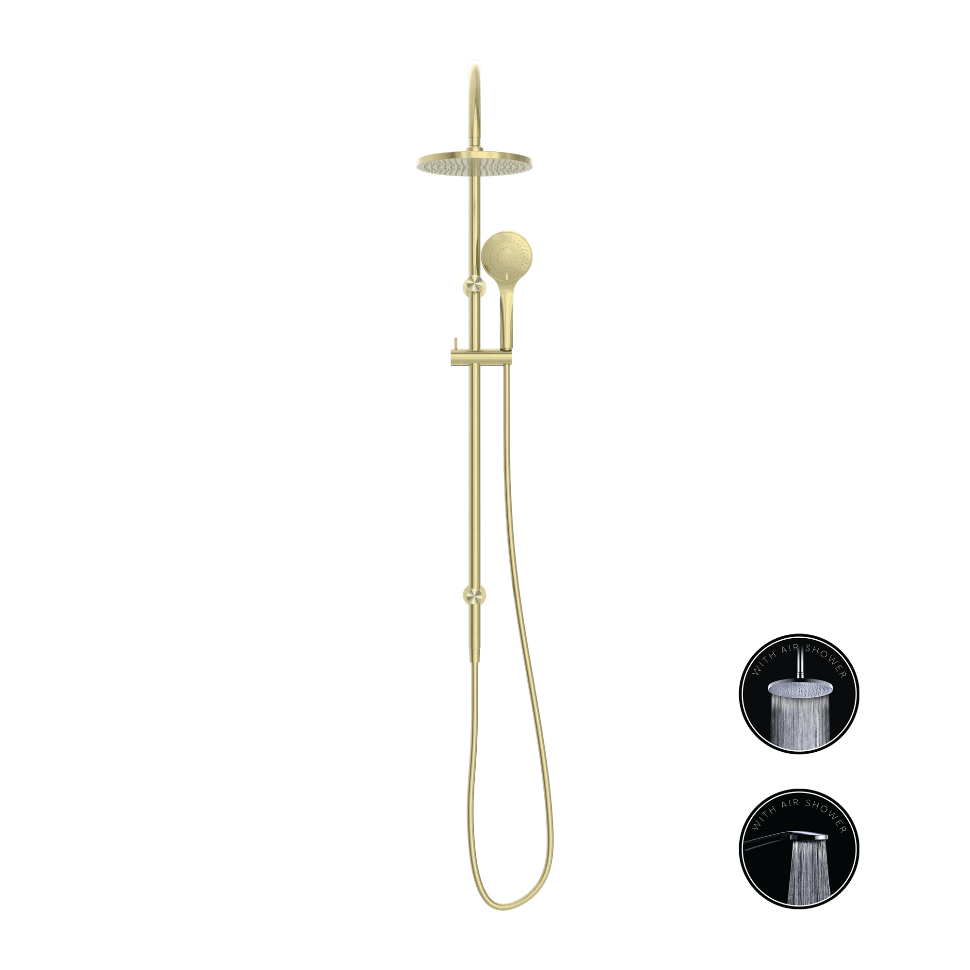 Nero Opal Twin Shower With Air Shower - Brushed Gold - NR251905bBG
