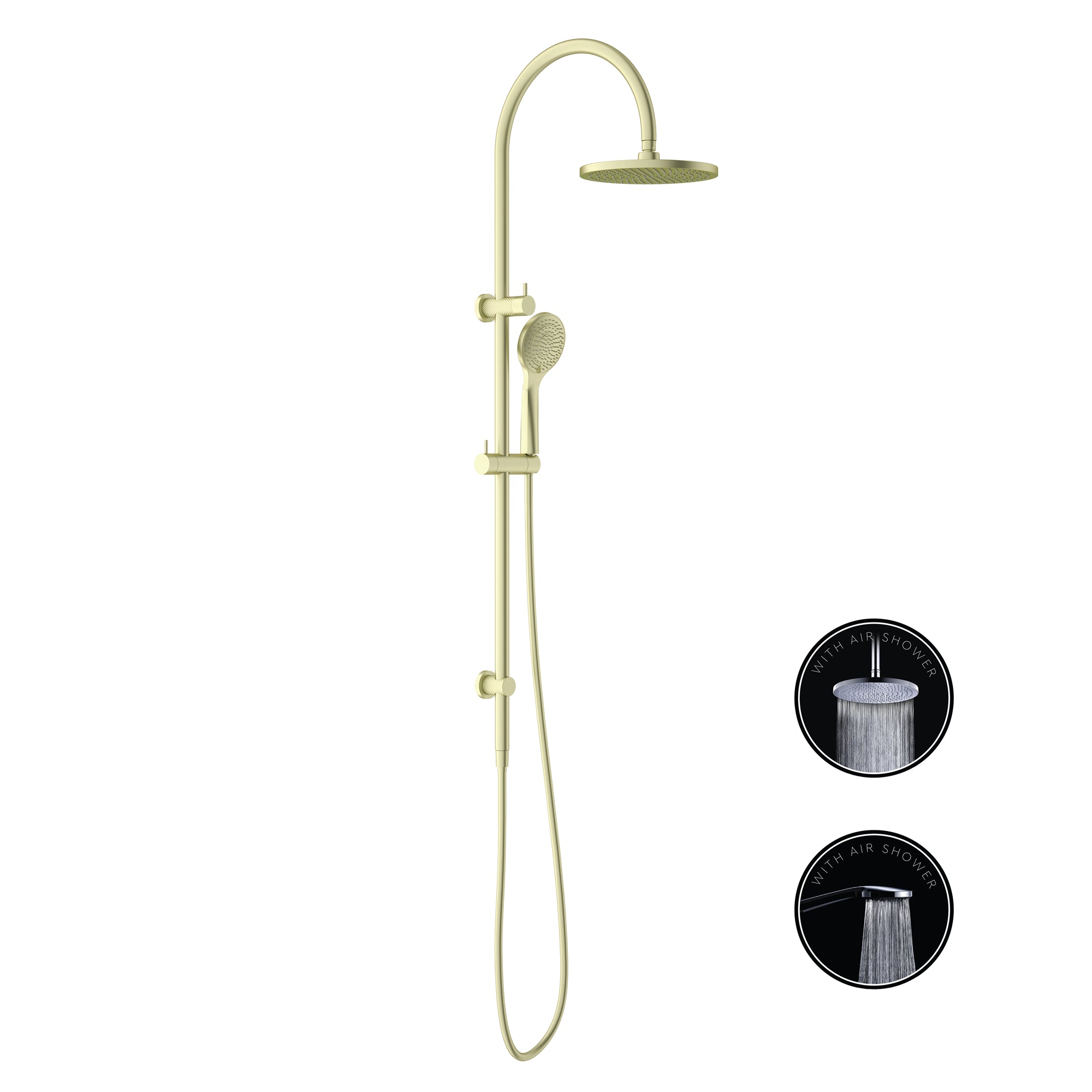Nero Opal Twin Shower With Air Shower - Brushed Gold - NR251905bBG