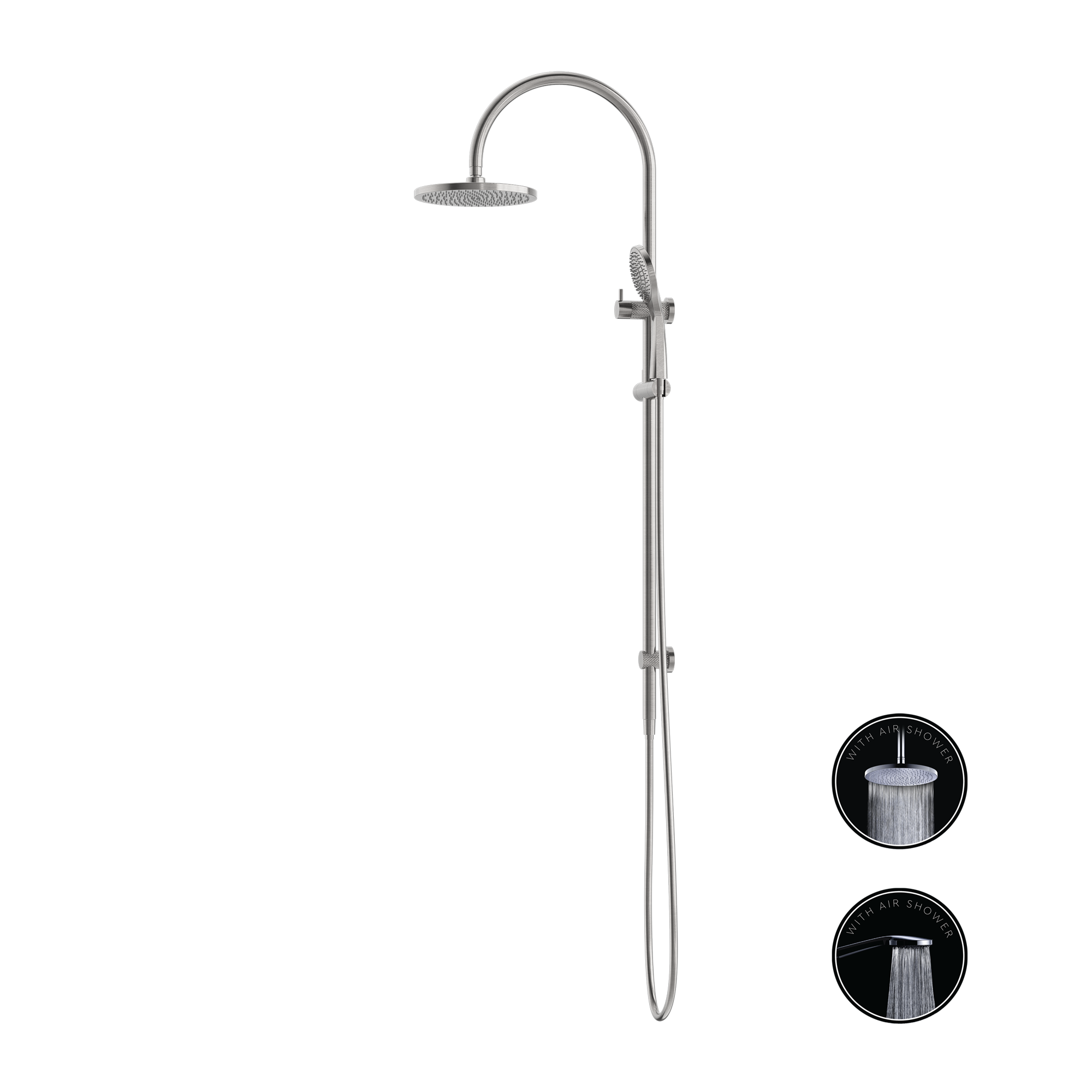 Nero Opal Twin Shower With Air Shower - Brushed Nickel - NR251905bBN