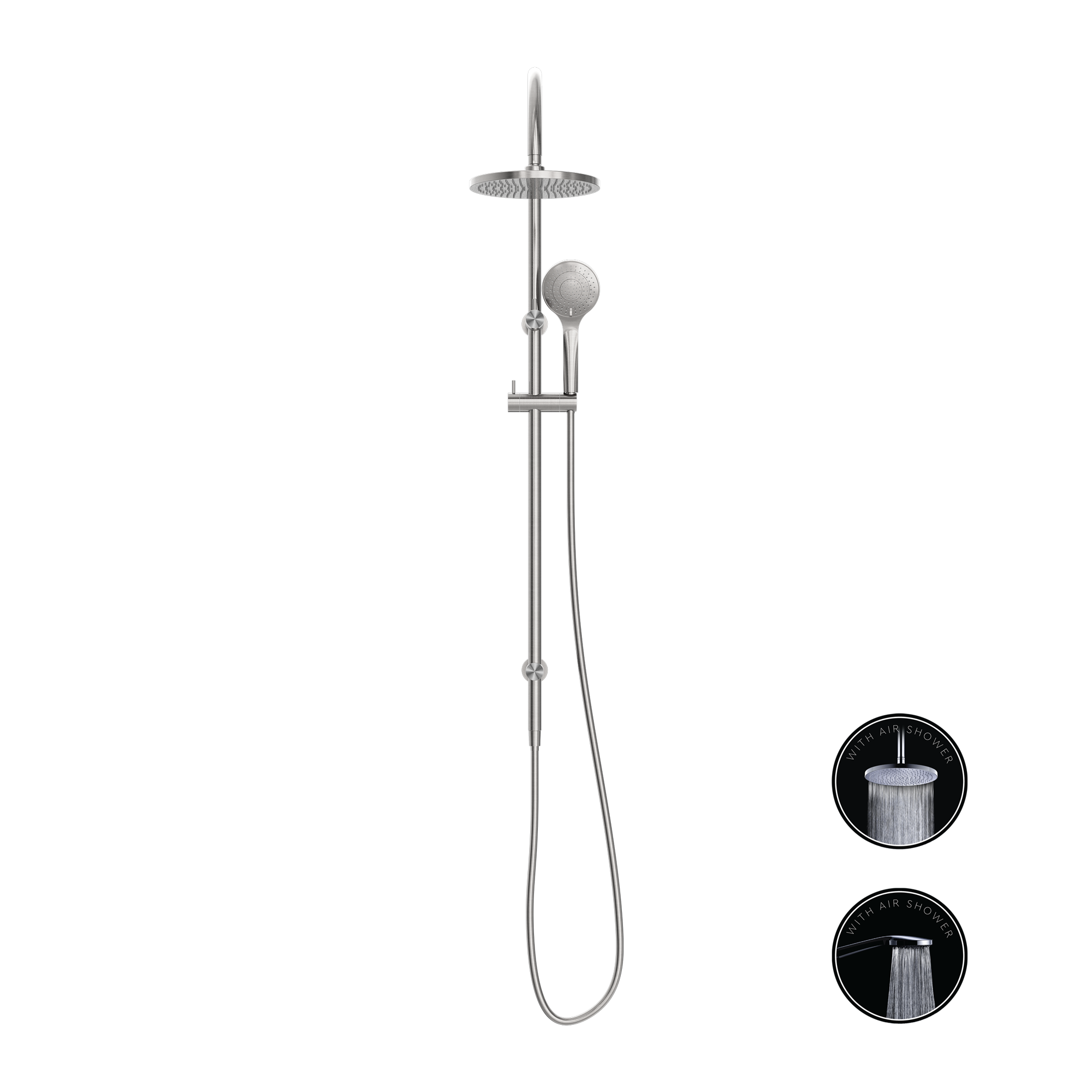Nero Opal Twin Shower With Air Shower - Brushed Nickel - NR251905bBN