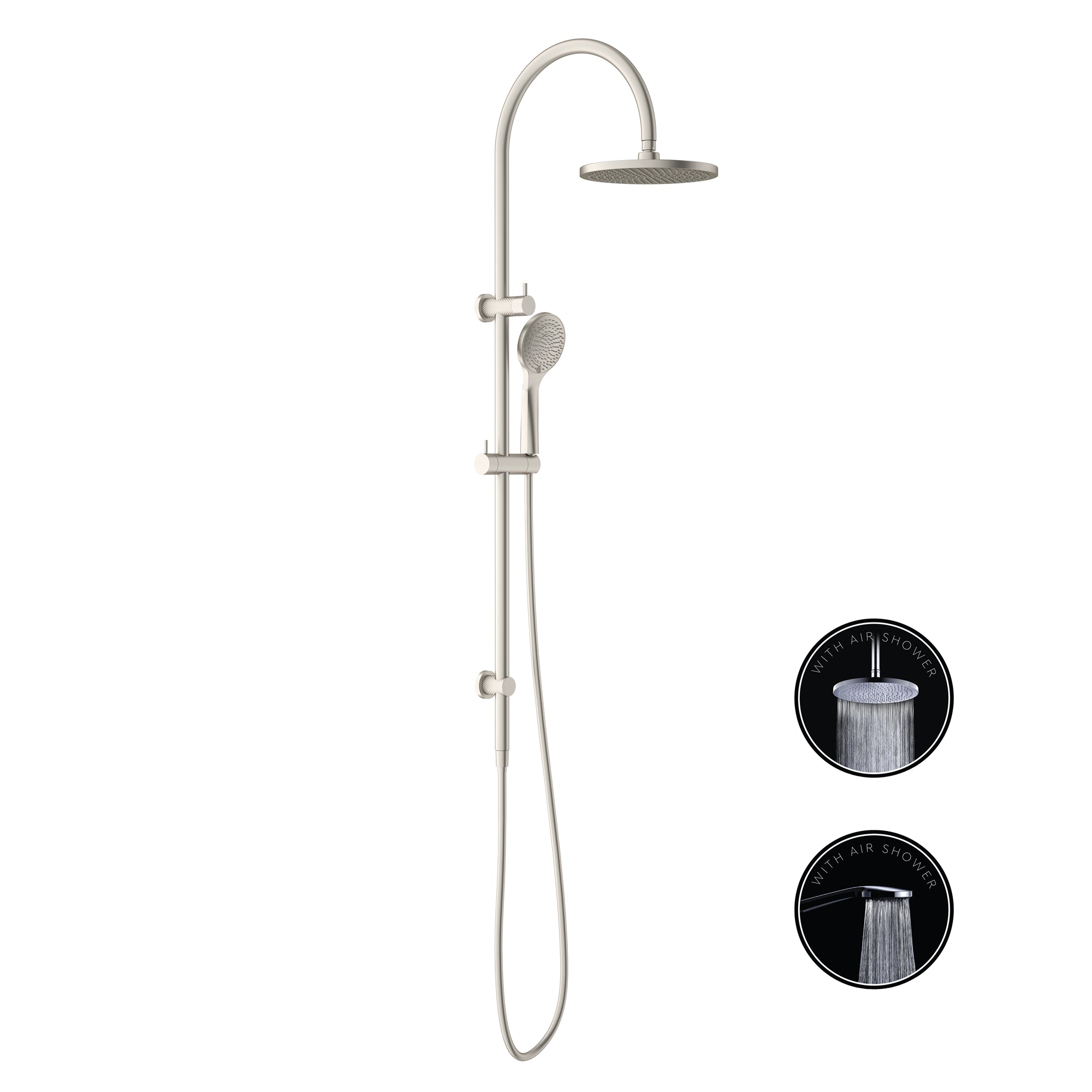 Nero Opal Twin Shower With Air Shower - Brushed Nickel - NR251905bBN
