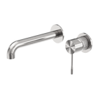 Nero Opal Wall Basin/Bath Mixer Separate Back Plate 120mm - Brushed Nickel - NR251907b120BN