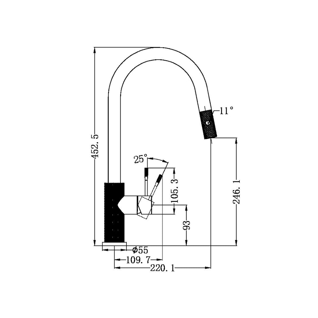 Nero Opal Pull Out Sink Mixer With Vegie Spray Function - Brushed Gold - NR251908BG